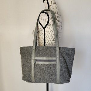Californian Macasa Felted Lambwool Leather Tote Bag Zip-Closer Grey